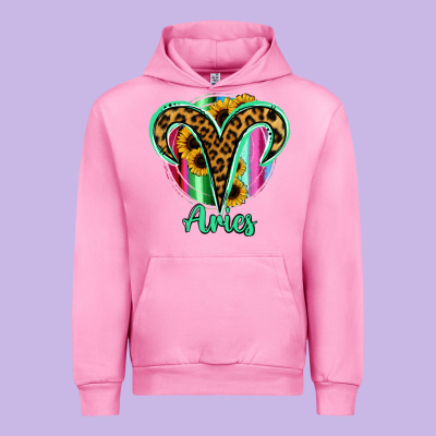 Aries Zodiac Sign Sunflower Leopard Serape Urban Hoodie Designed By Ranaportraitstore