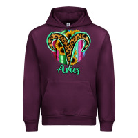 Mauve Wine Aries Zodiac Sign Sunflower Leopard Serape Urban Hoodie - RanaPortraitStore
