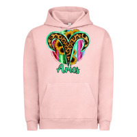 Pigment Salmon Aries Zodiac Sign Sunflower Leopard Serape Urban Hoodie - RanaPortraitStore