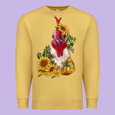 Sunflower Rooster With Leopard Premium Sweatshirt Designed By Ranaportraitstore