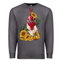 Charcoal Heather sunflower rooster with leopard Premium Sweatshirt - RanaPortraitStore