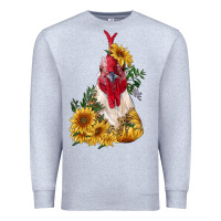 Heather Grey sunflower rooster with leopard Premium Sweatshirt - RanaPortraitStore