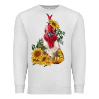 Oatmeal Heather sunflower rooster with leopard Premium Sweatshirt - RanaPortraitStore