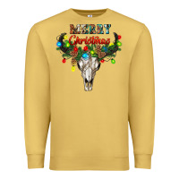 Antique Gold merry christmas bull skull Premium Sweatshirt - RanaPortraitStore