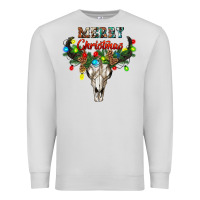 Dove Grey merry christmas bull skull Premium Sweatshirt - RanaPortraitStore