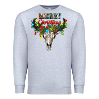 Heather Grey merry christmas bull skull Premium Sweatshirt - RanaPortraitStore