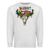 Oatmeal Heather merry christmas bull skull Premium Sweatshirt - RanaPortraitStore