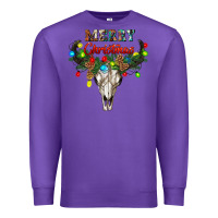 Purple merry christmas bull skull Premium Sweatshirt - RanaPortraitStore