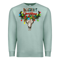 Seafoam merry christmas bull skull Premium Sweatshirt - RanaPortraitStore