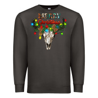 Smoke merry christmas bull skull Premium Sweatshirt - RanaPortraitStore