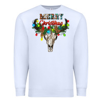 White merry christmas bull skull Premium Sweatshirt - RanaPortraitStore
