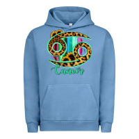 Pigment Pebble Blue Cancer Zodiac Sign Sunflower Leopard Serape Urban Hoodie - RanaPortraitStore