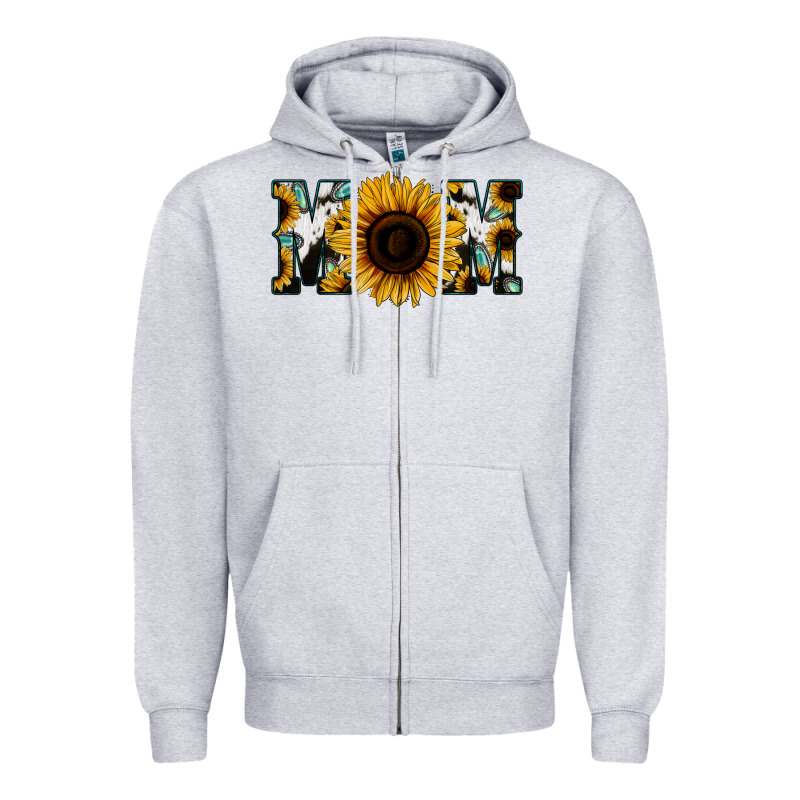 Sunflower Cowhide Mom Zipper Hoodie by Jasminsmagicworld | Teevron
