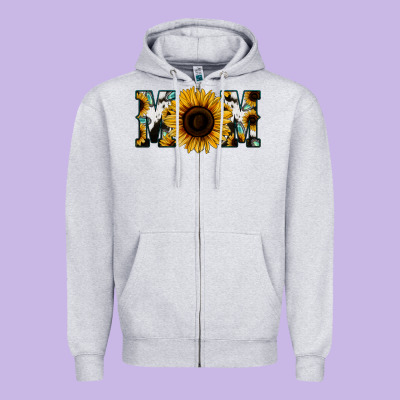 Sunflower Cowhide Mom Zipper Hoodie Designed By Jasminsmagicworld