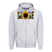 Heather Grey Sunflower Cowhide Mom Zipper Hoodie - Jasminsmagicworld