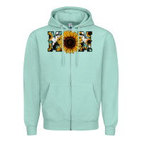 Seafoam Sunflower Cowhide Mom Zipper Hoodie - Jasminsmagicworld