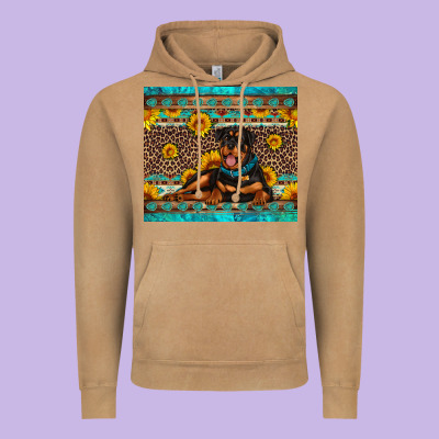 Rottweiler With Western Background Vintage Hoodie Designed By Artiststas