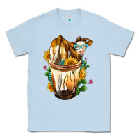 Dusty Blue Simmental Cow Bobba Cup Classic Tee - FaDigitalArtStudio