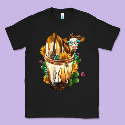 Simmental Cow Bobba Cup Classic Tee Designed By Fadigitalartstudio