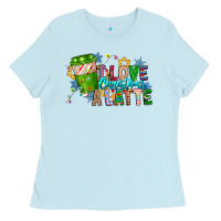 Baby Blue LIve Christmas Latte Ladies Tee - CowhideDigitalArt