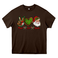 Chocolate Brown peace love santa Heavy Core Tee - RanaPortraitStore