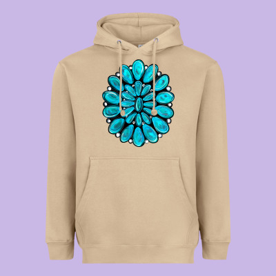 Turquoise Gemstone Jewelny Heavyweight Hoodie Designed By Ranaportraitstore
