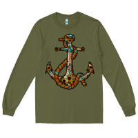 Army Green western anchor Long Sleeve Tee - RacoonDesign