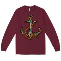 Burgundy western anchor Long Sleeve Tee - RacoonDesign