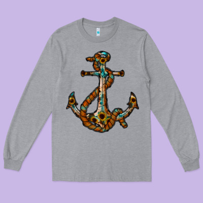 Western Anchor Long Sleeve Tee Designed By Racoondesign