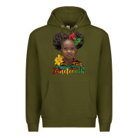 Army Green juneteenth african girl Premium Hoodie - BarkalooDesign
