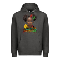 Charcoal Heather juneteenth african girl Premium Hoodie - BarkalooDesign