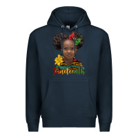 Navy juneteenth african girl Premium Hoodie - BarkalooDesign