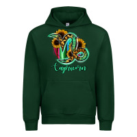 Forest Green Capricorn Zodiac Sign Sunflower Leopard Serape Urban Hoodie - RanaPortraitStore