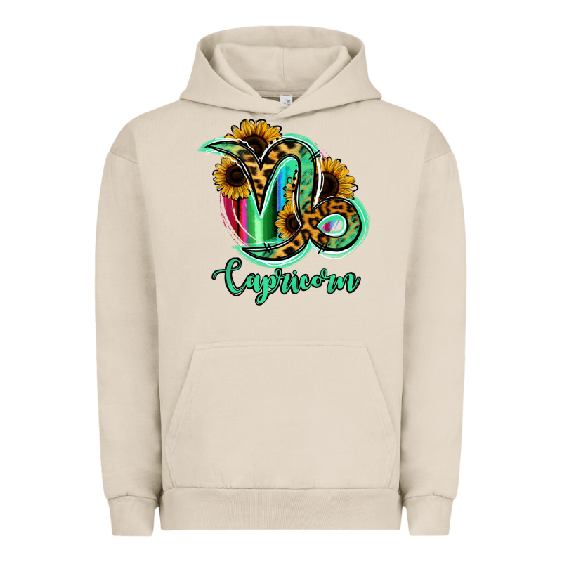 Capricorn Zodiac Sign Sunflower Leopard Serape Urban Hoodie by RanaPortraitStore | Teevron