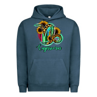 Pigment Midnight Navy Capricorn Zodiac Sign Sunflower Leopard Serape Urban Hoodie - RanaPortraitStore