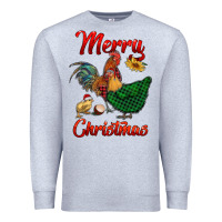 Heather Grey merry christmas chickens Premium Sweatshirt - RanaPortraitStore