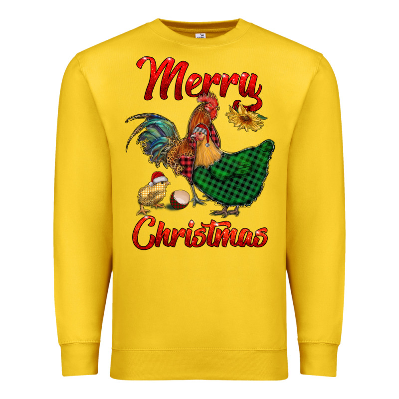 Merry Christmas Chickens Premium Sweatshirt by RanaPortraitStore | Teevron