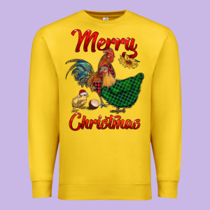 Merry Christmas Chickens Premium Sweatshirt Designed By Ranaportraitstore