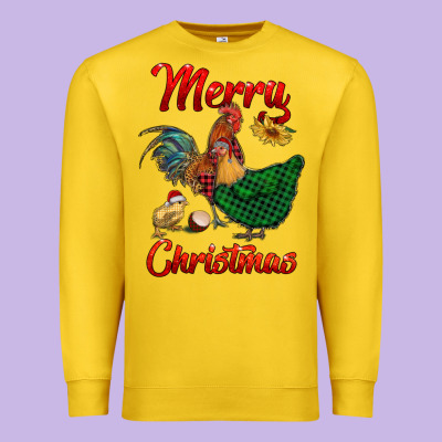 Merry Christmas Chickens Premium Sweatshirt Designed By Ranaportraitstore