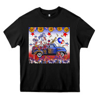 Black Fourth Of July Truck American Flag Heavy Core Tee - FaDigitalArtStudio