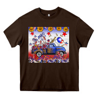 Fourth Of July Truck American Flag Heavy Core Tee | Teevron