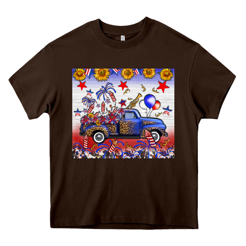 Fourth Of July Truck American Flag Heavy Core Tee by FaDigitalArtStudio | Teevron