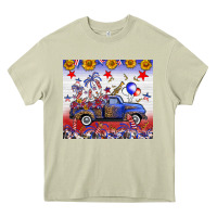 Mossy Fourth Of July Truck American Flag Heavy Core Tee - FaDigitalArtStudio