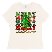Bone Merry Christmas Tree Ladies Tee - CowhideDigitalArt