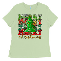 Matcha Merry Christmas Tree Ladies Tee - CowhideDigitalArt