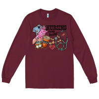 Burgundy nursing in my heart Long Sleeve Tee - RacoonDesign