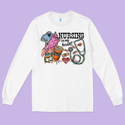 Nursing In My Heart Long Sleeve Tee Designed By Racoondesign