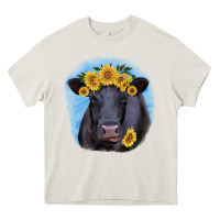 Cream Black Angus with Sunflower Heavy Core Tee - Jasminsmagicworld