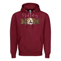 Burgundy Bulldog Mom Zipper Hoodie - Jasminsmagicworld