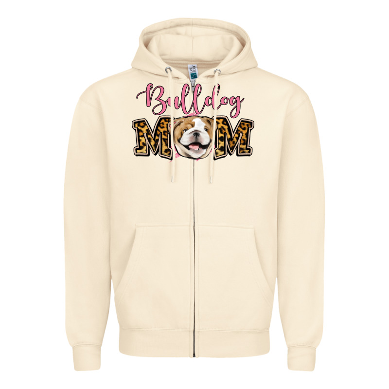 Bulldog Mom Zipper Hoodie by Jasminsmagicworld | Teevron